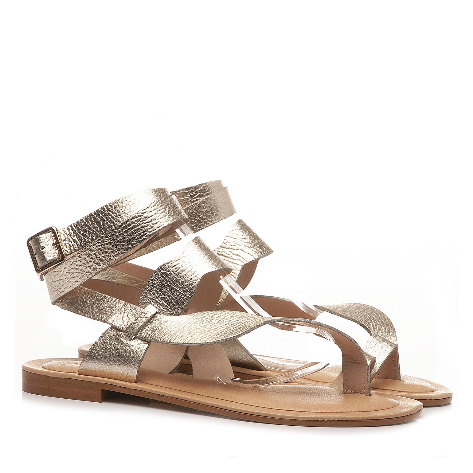 Gold flat sandals Cecile