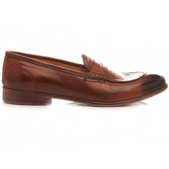 JP David Men's Shoes Loafers Leather Brown 37012/1