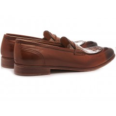 JP David Men's Shoes Loafers Leather Brown 37012/1