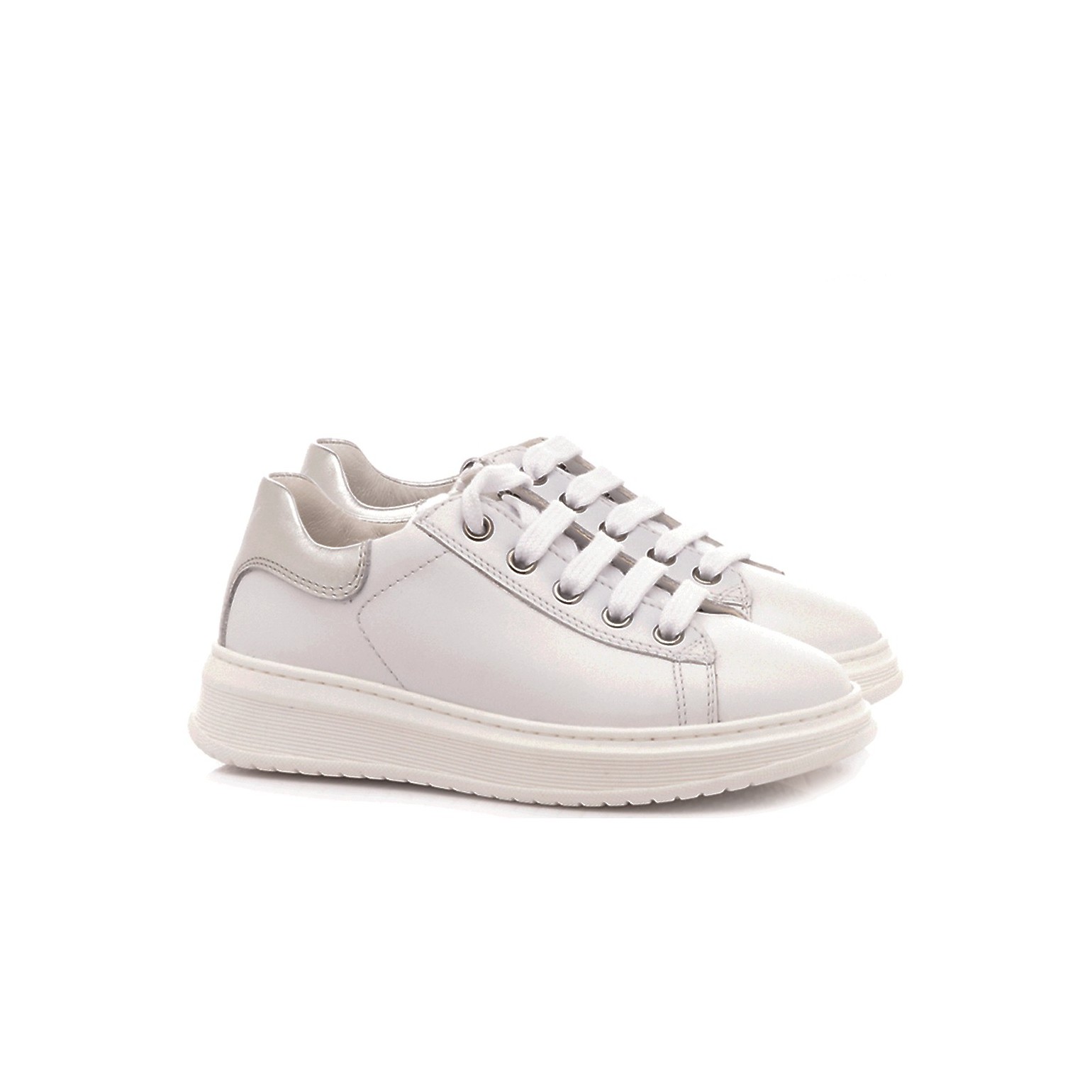 Naturino  Children's Shoes Sneakers Leather White-Silver