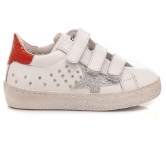 Ciao Sneakers Bambina Pelle Bianco-Rosso C2396